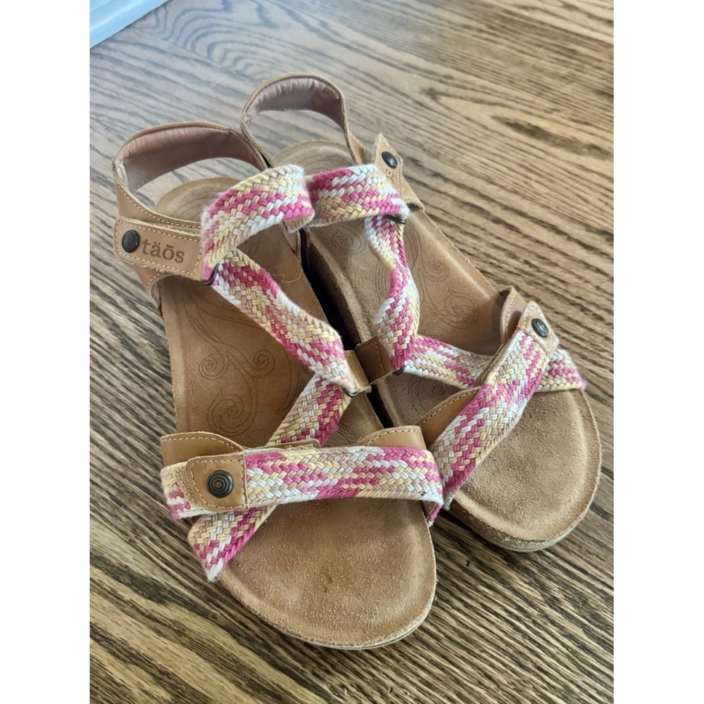 Taos Trulie Sandals 8-8.5 EU 39 Pink Braided Leather Comfort Limited Edition